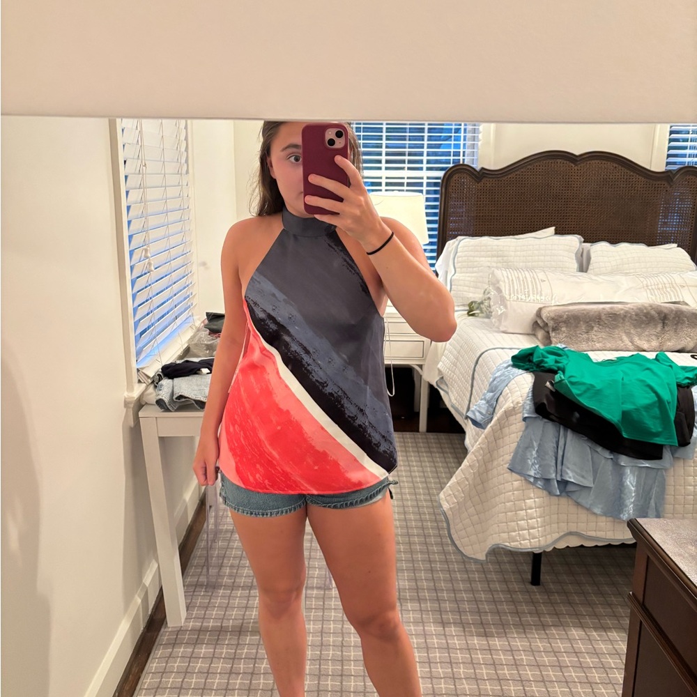 Stylish Women's Halter Top - Red and Blue